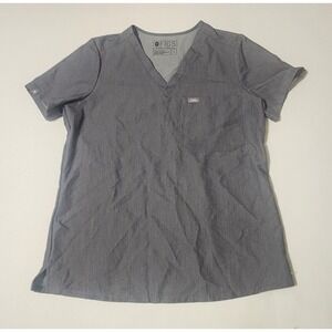 Figs Scrub Womans‎ Medium Gray V-Neck With Pocket